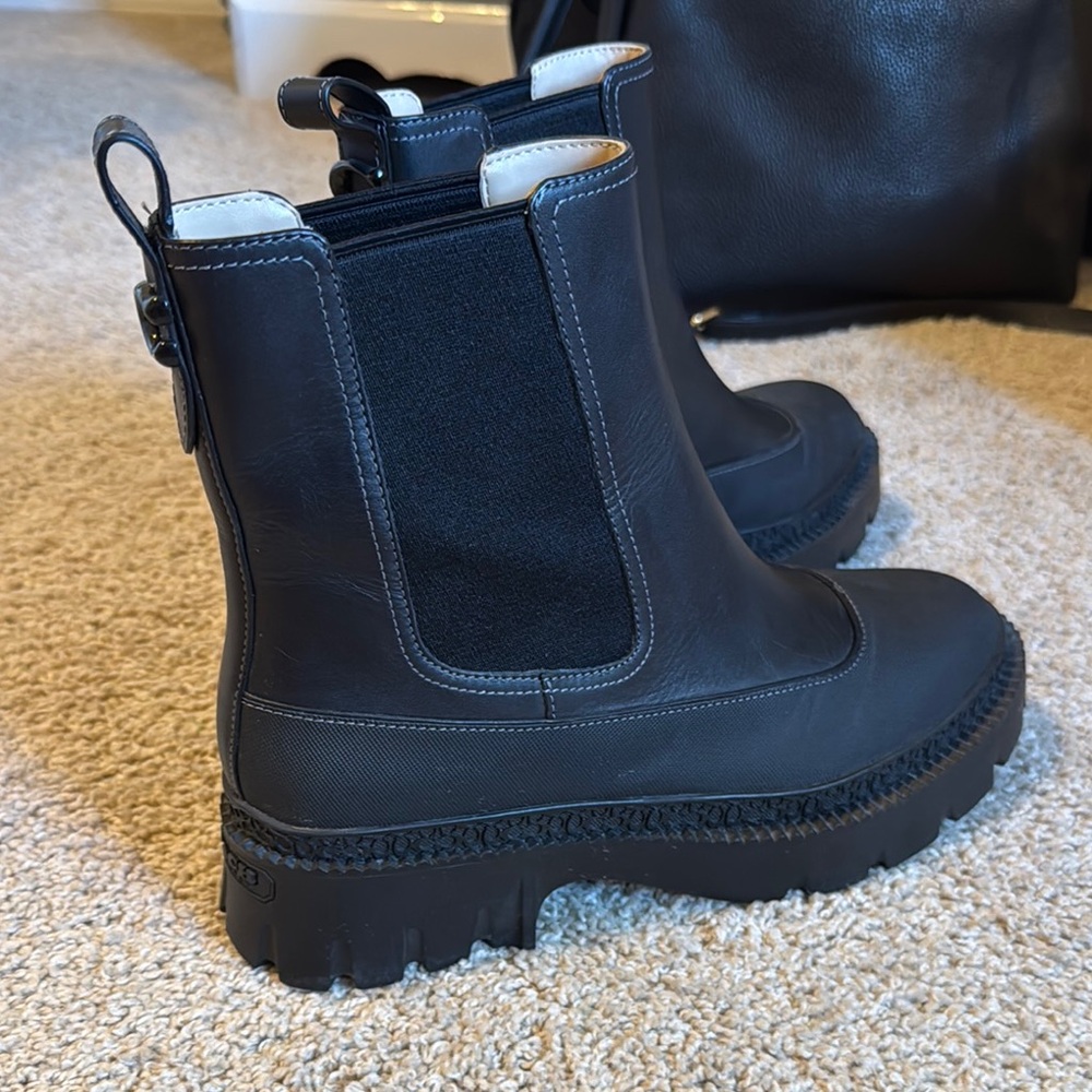 Coach Black Chunky Sole Chelsea Boots